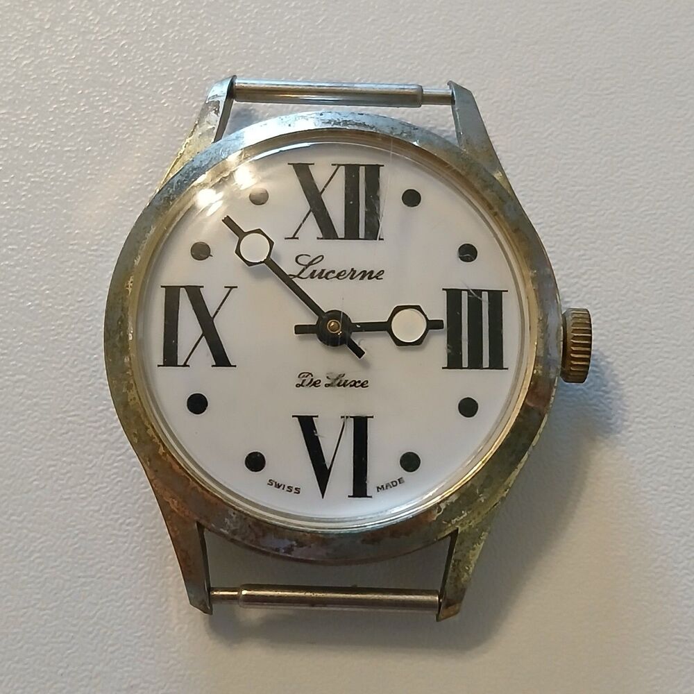 Vintage 1970s Lucerne De Luxe Swiss Made Manual Wind Men's Watch 36mm Mechanical